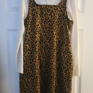 Leopard Print Sleeveless Dress w/ Shirt Sz L 14/16